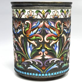 A Russian gilt silver & cloisonne enamel cup, MARIA SEMENOVA, c. 1900
