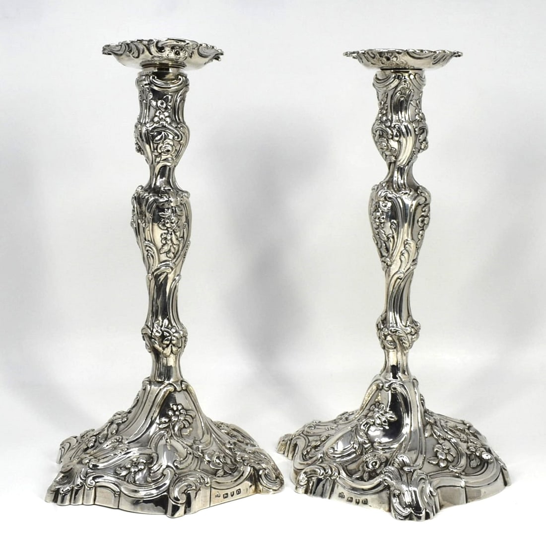 Pair of early George III sterling silver candlesticks, 1768 (1 of 17)
