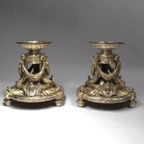 ODIOT, a pair of outstanding French .950 silver centerpiece dessert-stand bases