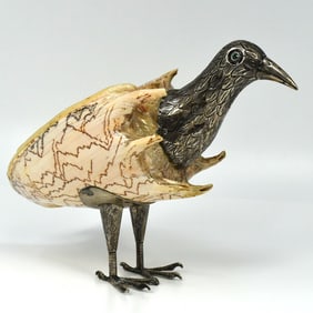 A Vintage silver mounted sea shell bird