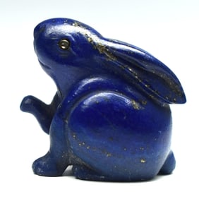 A carved lapis lazuli rabbit, Fabergé, St. Petersburg, circa 1900-1917