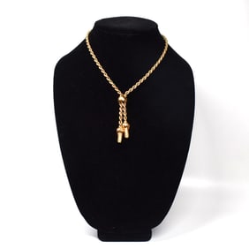 A retro 18K solid gold rope tassel necklace