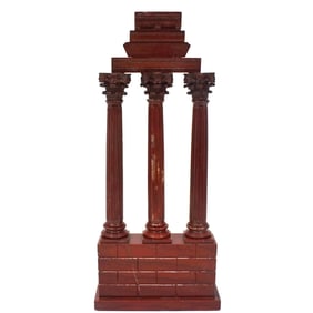 Antique Grand Tour rouge marble model of temple of Castor & Pollux