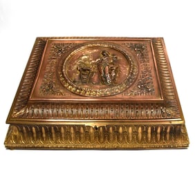 Large antique French gilt brass hinged box circa 1900