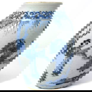A small Blue & White Chinese pottery vase, Qing Dynasty: A small Chinese Blue & White pottery vase, Qing Dynasty, the underside with underglaze blue four-character marks within a double circle. From a Briarcliff manor estate. Approximate measurements: 6"H x