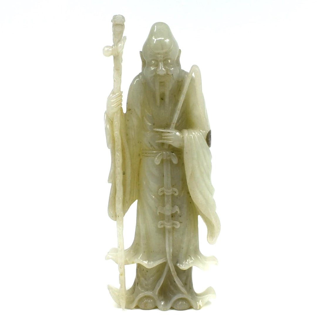 A Chinese carved jade figure of Shoulao (1 of 19)
