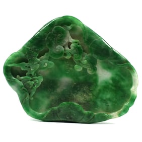 A Chinese Jadeite(?) lotus leaf-form brush washer