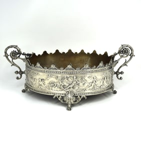 A fine antique German silver 'Birth of Venus' jardiniere centerpiece