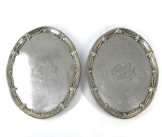 A pair of George III English sterling silver salvers, 1776