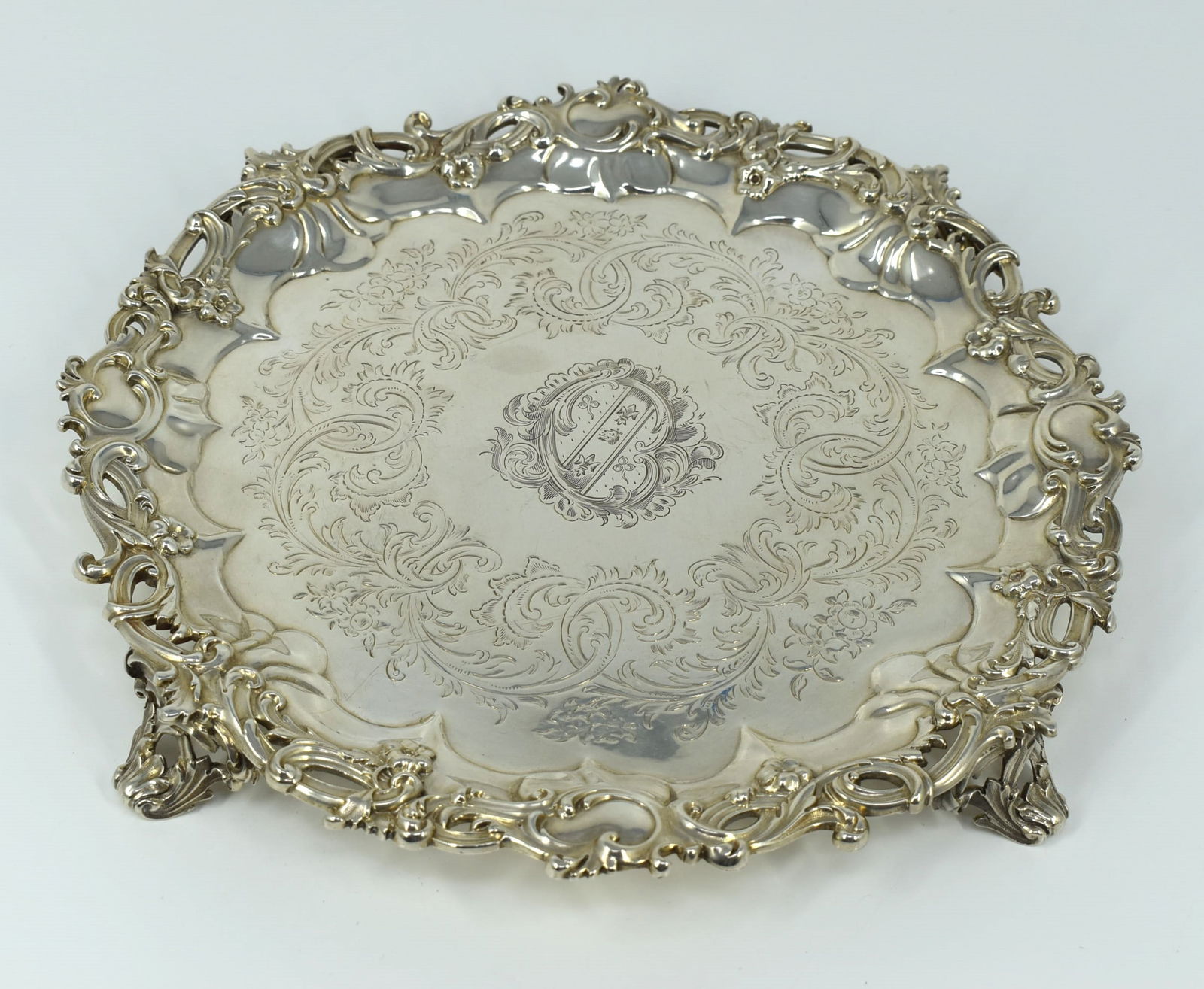A Victorian sterling silver salver, Edwards, John & Wm Barnard, 1845 (1 of 9)