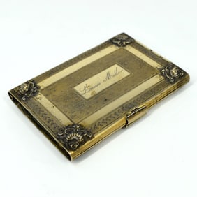 An antique French silver-gilt carnet-de-bal case