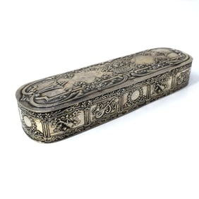 An antique Rococo style continental silver box, circa 1900