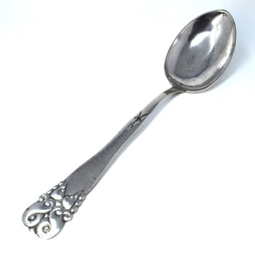A large Danish solid silver serving spoon by Carl M. Cohr circa 1910