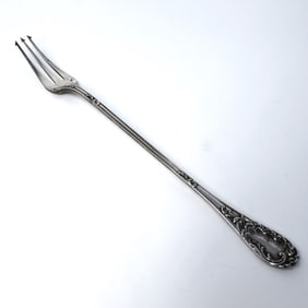 Antique French sterling silver 'trident' pickle fork