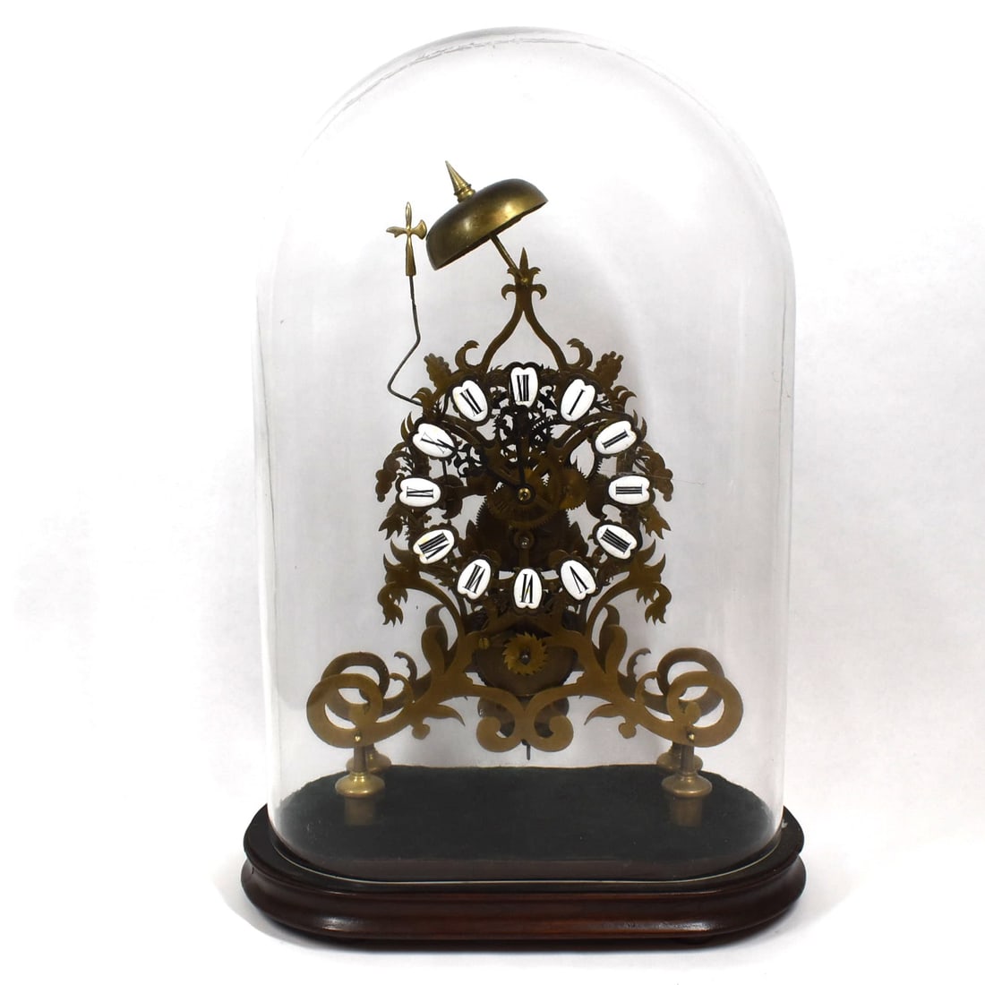 English chain Fusee skeleton clock under glass dome (1 of 17)