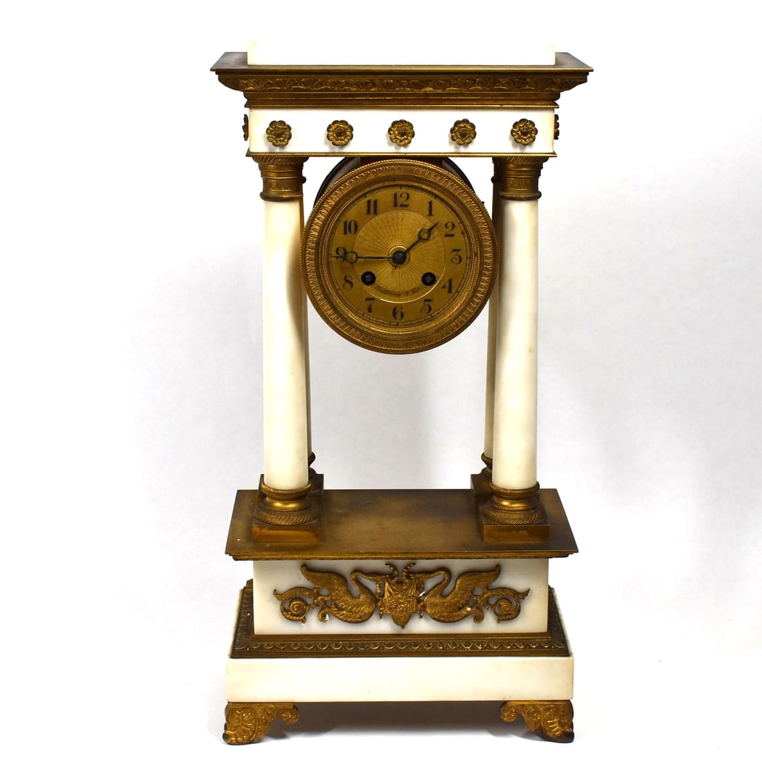Tiffany & Co.,  white marble & gilt bronze portico mantel clock (1 of 17)