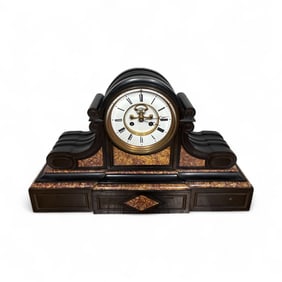 Large Victorian marble and slate mantel clock