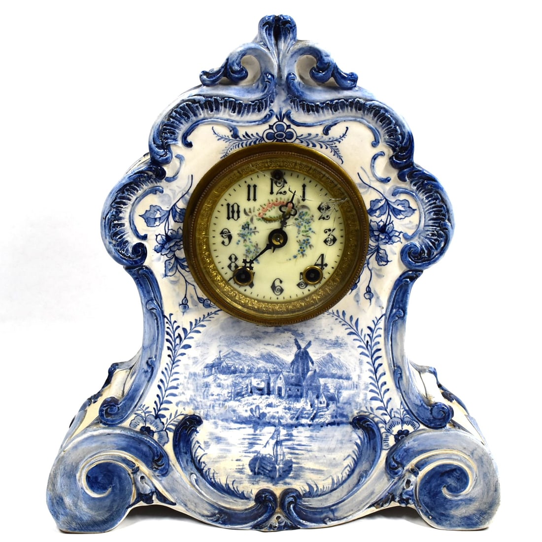 Ansonia Mantle Clock With Dutch Delft Pottery Case (1 of 12)