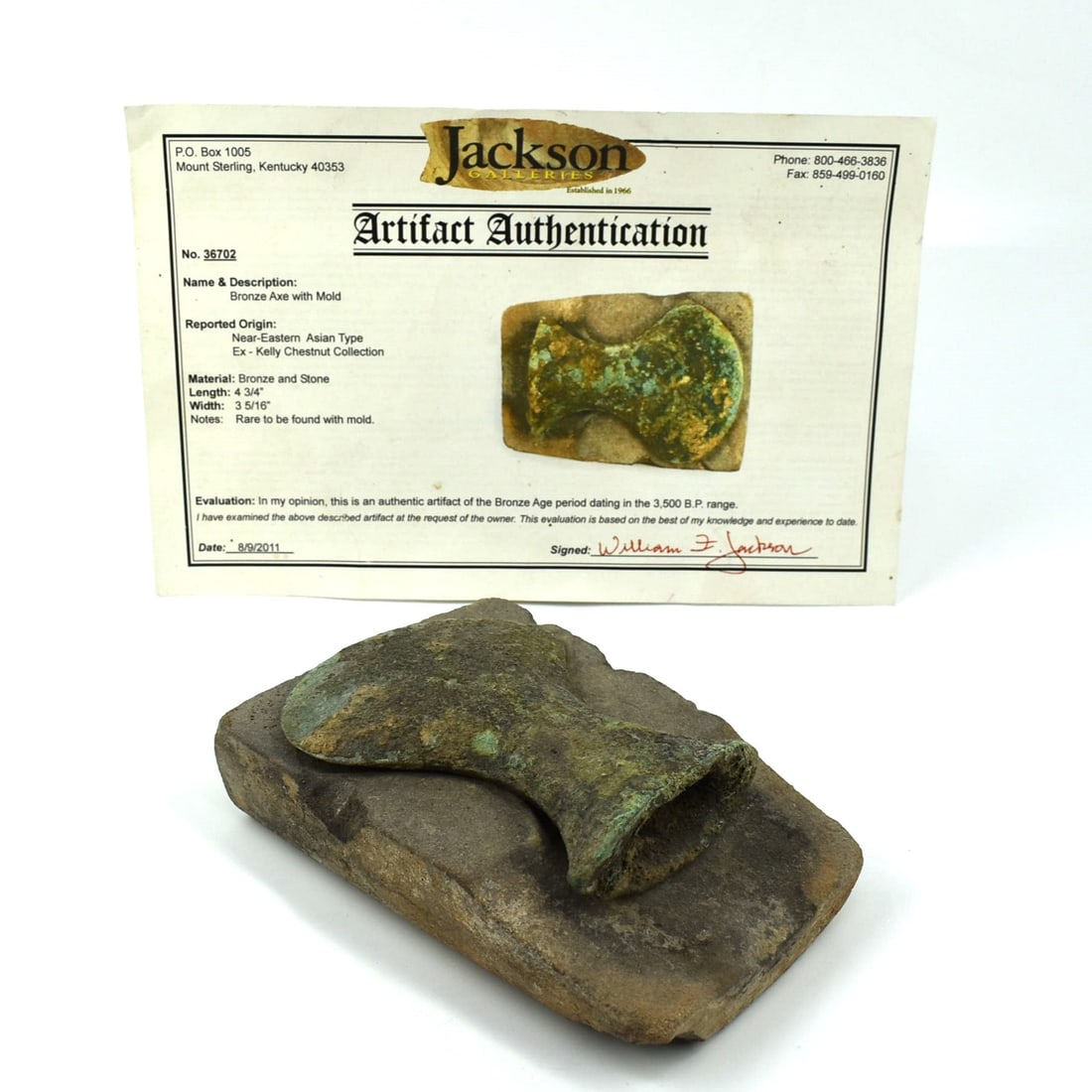 A Near Eastern Bronze Age cast bronze Axe Head with mold (1 of 15)