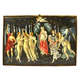 Antique hand-painted miniature after Sandro Botticelli's ' Primavera'