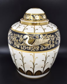 A French Art Deco ceramic lidded vase, Pinon & Heuze, circa 1925