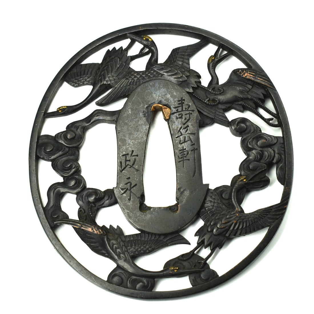 An important 18th c. Hamano School copper Tsuba by JUKOKEN MASAYUKI (1 of 4)