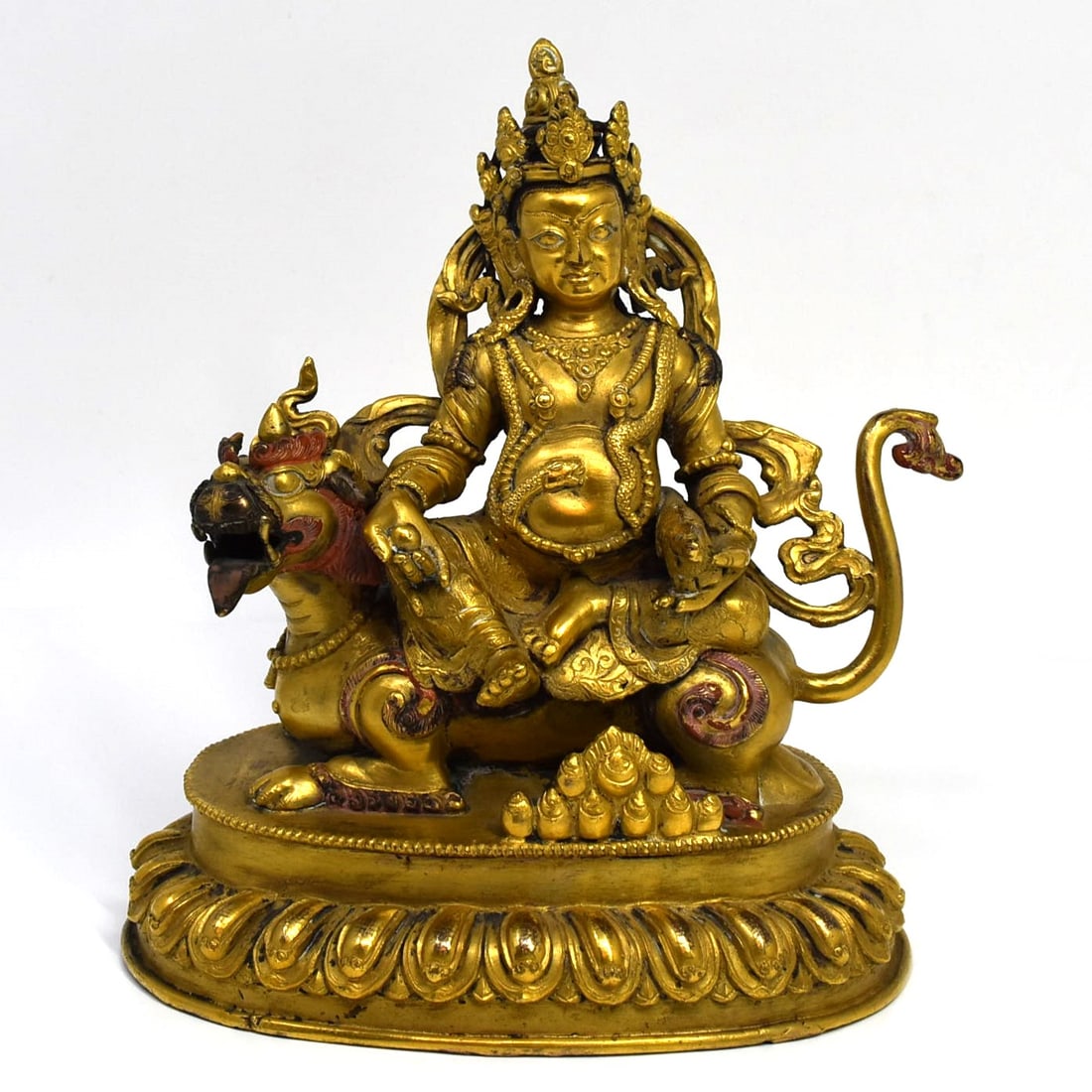 An antique Sino-Tibetan gilt-bronze figure of Jambhala (1 of 19)