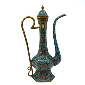 A Chinese Cloisonne enamel ewer and cover