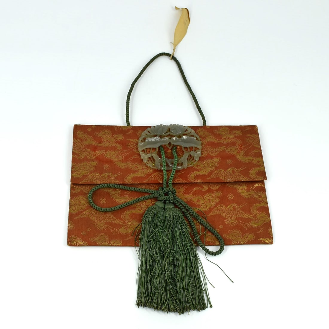 A Chinese carved celadon jade lotus plaque (1 of 9)