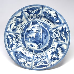 An antique Chinese blue and white porcelain Kraak dish
