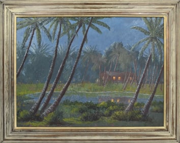 JOHN WILLIAM HILTON (1904-1983), oil on panel 'Hidden Lagoon' 1969