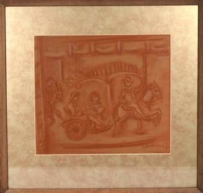 JACQUES ZUCKER (1900-1981), untitled red chalk on paper, drawing of a carousel