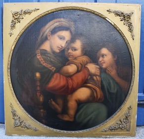 After RAPHAEL, 19th century oil on canvas 'Madonna of the chair'