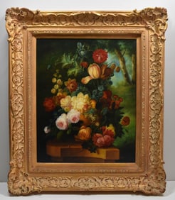 Lawrence BACKER (1930-2004), still life of flowers, oil on panel