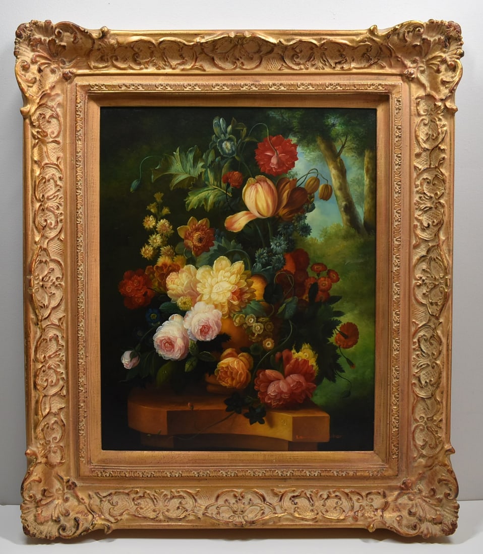 Lawrence BACKER (1930-2004), still life of flowers, oil on panel (1 of 11)