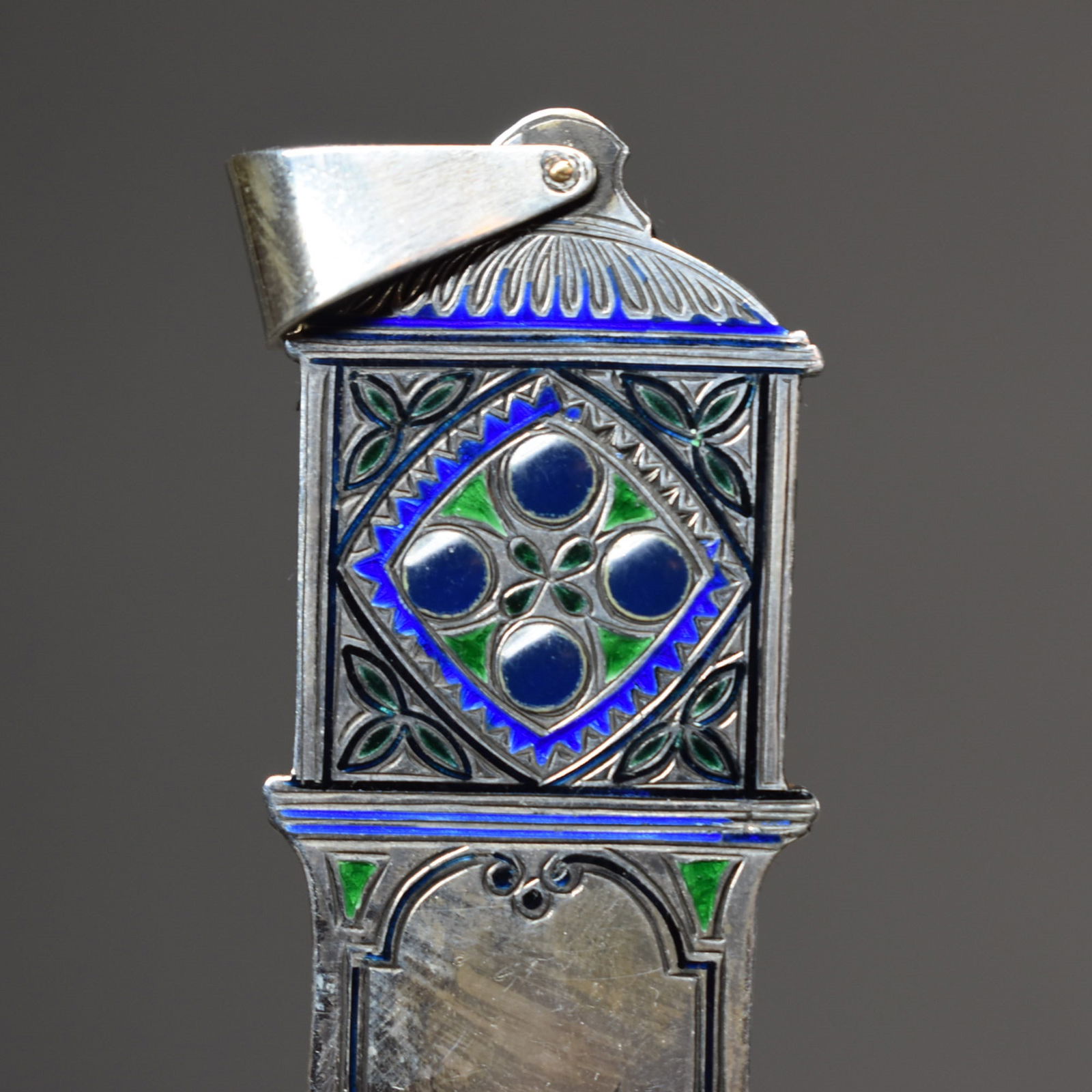 Solid silver and enamel crucifix - 5