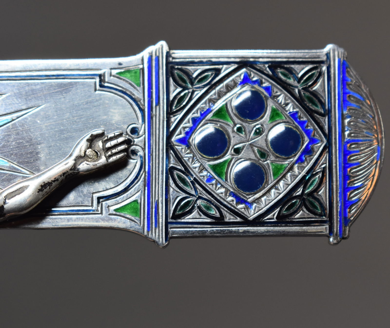 Solid silver and enamel crucifix - 7