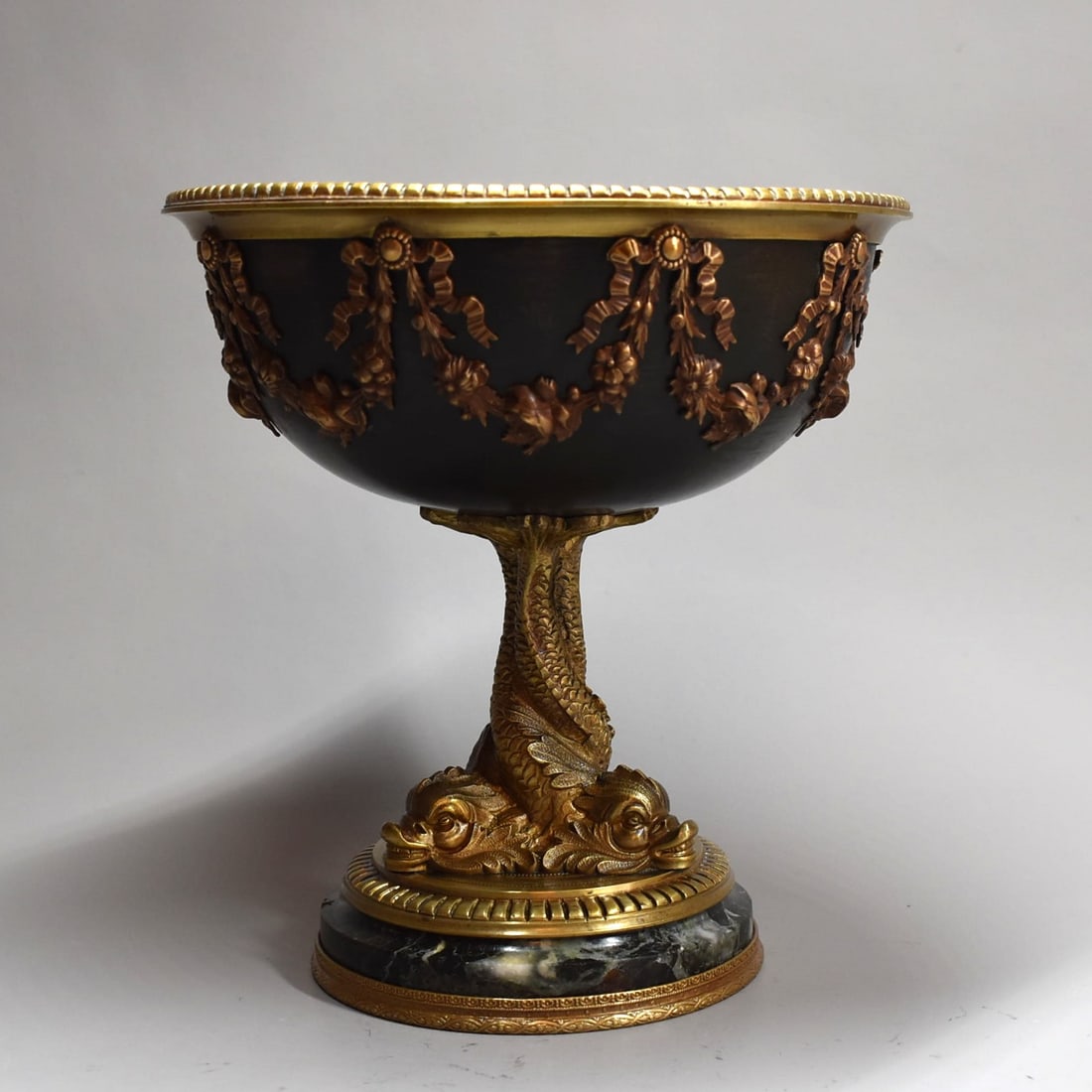 Antique French gilt bronze and marble figural centerpiece / footed bowl (1 of 10)