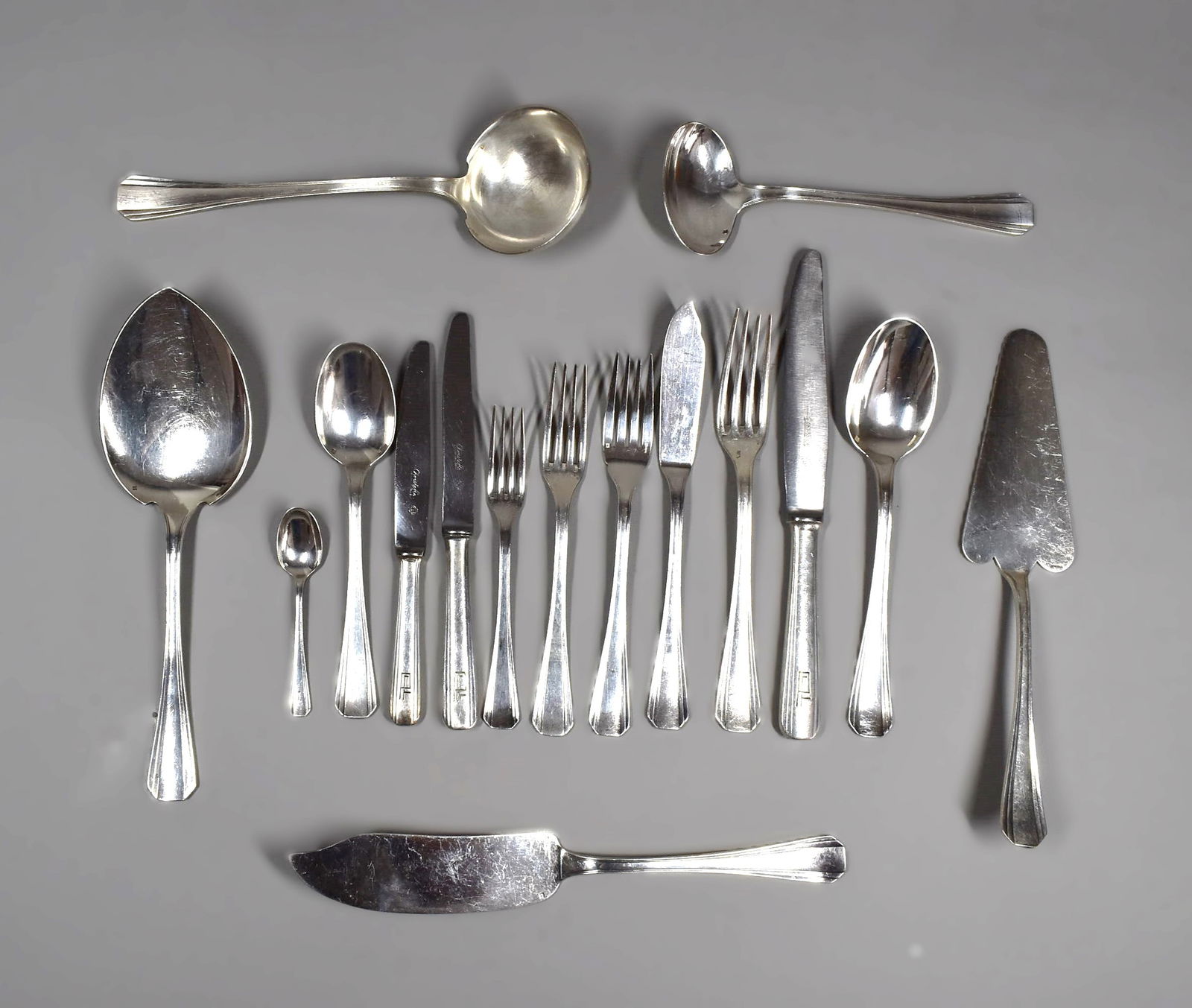 Rare Art Deco LUC LANEL for CHRISTOFLE 'Boreal' pattern 139-piece flatware set (1 of 12)