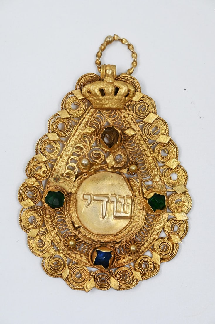 Gold-plated amulet pendant - Filigree - ItalyAmulet pendant made of silver plated gold-filigree - (1 of 3)