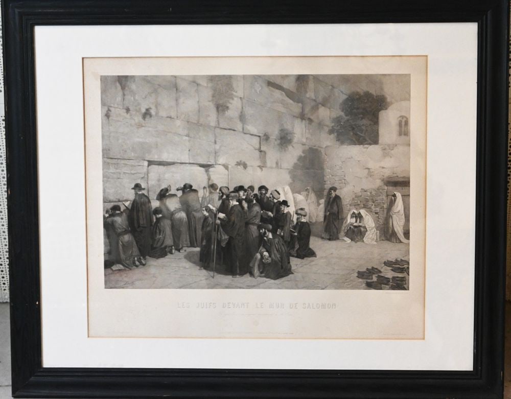 Judaica. Praying at the Western Wall - Alexandre BidaLes Juifs Devant le Mur de Salomon. Praying at: Judaica. Praying at the Western Wall - Alexandre BidaLes Juifs Devant le Mur de Salomon. Praying at the Western Wall. Photogravure by Alexandre Bida (signed on board). Published byBoussod, Valadon&Cie