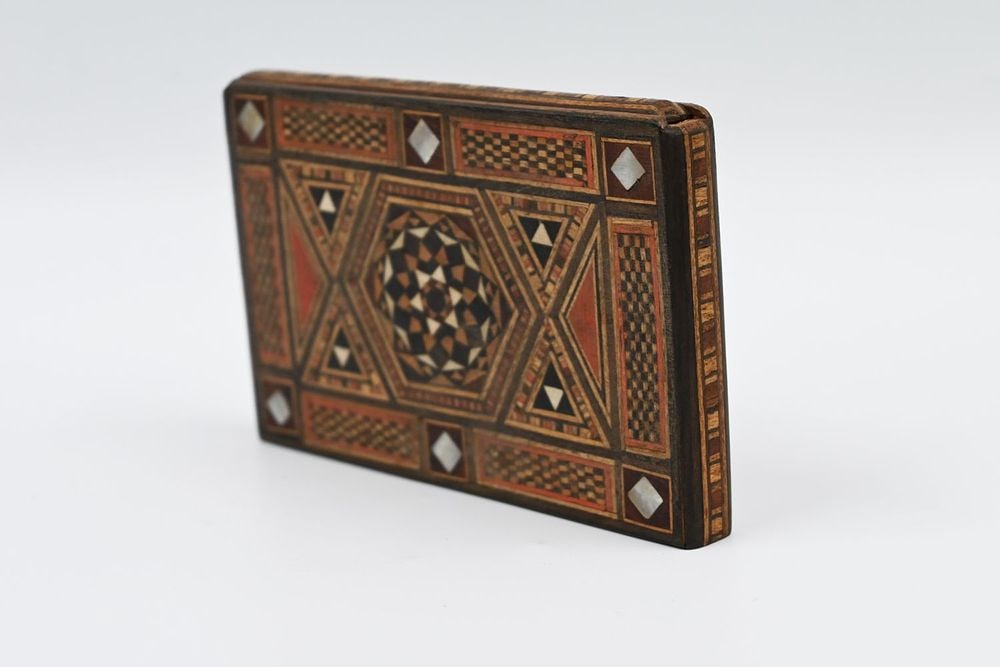 General art. Locker box. Syria Damascus, antique 19th century.Decorated with mother-of-pearl inlay (1 of 4)