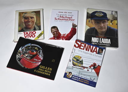 5 Biografie di Piloti (in Italiano): Titoli: Michael Schumacher Tazio Vivo Gilles Villeneuve Senna Niki Lauda