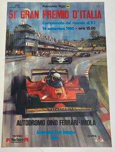 Poster Ufficiale 51* GP Italia Imola 1980 by michael Turner 1* Piquet Brabham Ford: Poster Ufficiale 51* GP Italia Imola 1980 by Michael Turner 1* Piquet Brabham Ford.