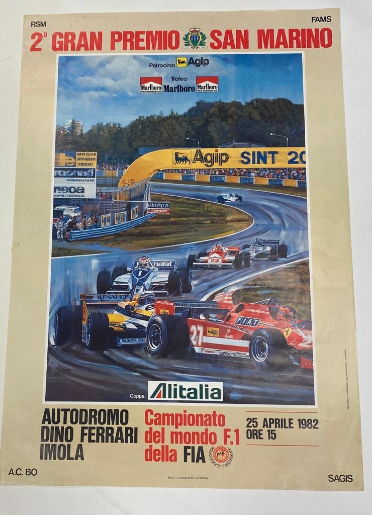 Poster Ufficiale 2*GP di San Marino Imola 1982 by Antonio De Giusti 1* Pironi 2*Gilles (1 of 1)