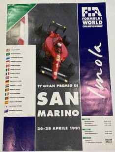 Poster Ufficiale 11*GP San Marino Imola 1991 1*Senna 4*Martini Minardi/Ferrari: Poster Ufficiale 11*GP San Marino Imola 1991 1*Senna 4*Martini Minardi/Ferrari Misure 68,5 x 98,5