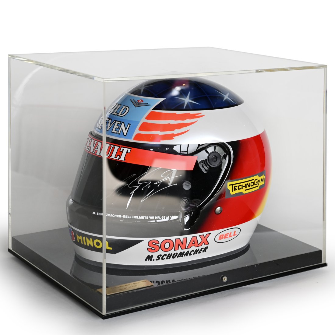 Michael Schumacher - Casco Ufficiale Bell replica 1995, Benetton firmato nella visiera dal pilota. (1 of 4)