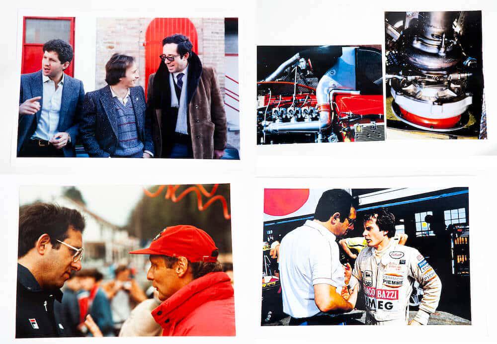 Foto nr. 11 pz totali con Mauro Forghieri e altri tra i quali Niki Lauda, Jody Scheckter, Gilles (1 of 3)