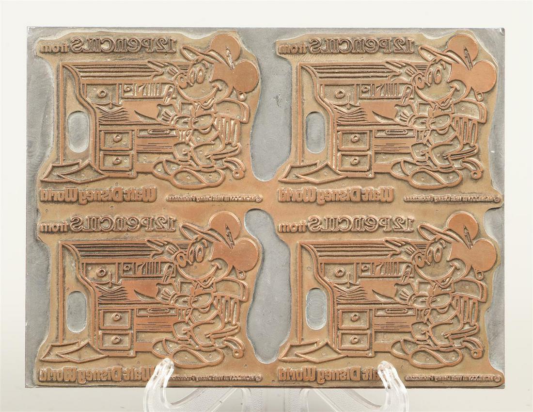 WaltDisney, Copper Printing Plate/ClichÃ©, Mickey Mouse. Dia: WaltDisney, Copper Printing Plate/ClichÃ©, Mickey Mouse.Diam.: 22 cm.