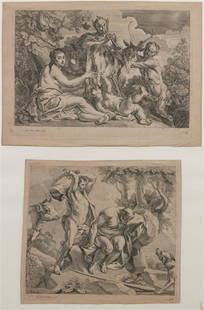 Jacob Jordaens (1573-1678) Jupiter fed by the goat Amalthea: Jacob Jordaens (1573-1678)Jupiter fed by the goat Amalthea, and Mercury kills Argus, engravings, both from 1652.resp.: 29,5 x 21,3 cm. en 22,8 x 25,4 cm.